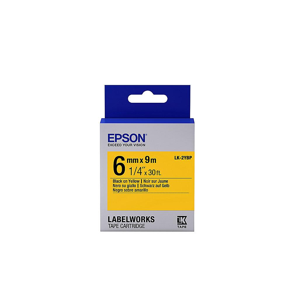 Epson C53S652002 - Schriftband LK-2YBP klebend 6mmx9m schwarz auf gelb, Epson, C53S652002, Schriftband, LK-2YBP, klebend, 6mmx9m, schwarz, gelb