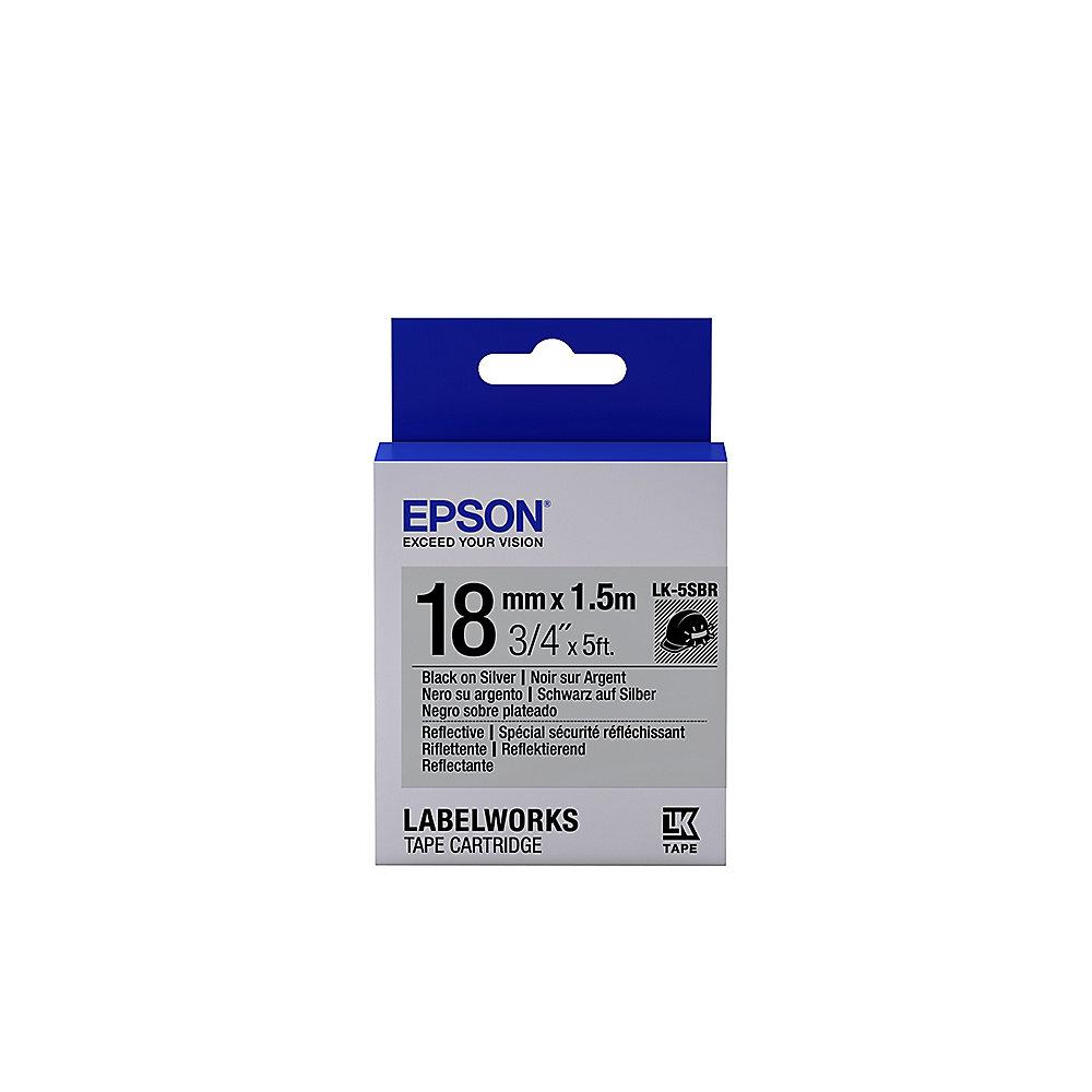 Epson C53S655016 Schriftband LK-5SBR klebend 18mmx1,5m schwarz/reflekt. silber, Epson, C53S655016, Schriftband, LK-5SBR, klebend, 18mmx1,5m, schwarz/reflekt., silber