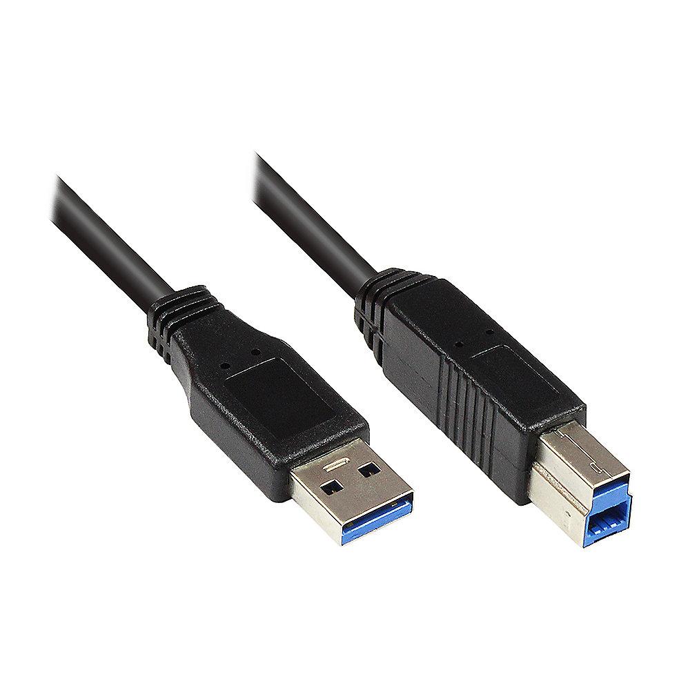 Good Connections USB 3.0 Anschlusskabel 5m St. A zu St. B schwarz, Good, Connections, USB, 3.0, Anschlusskabel, 5m, St., A, St., B, schwarz