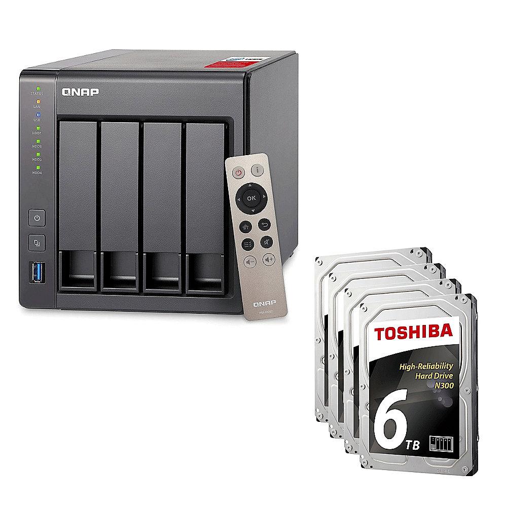 QNAP TS-451 -2G NAS System 4-Bay 24TB inkl. 4x 6TB Toshiba HDWN160UZSVA