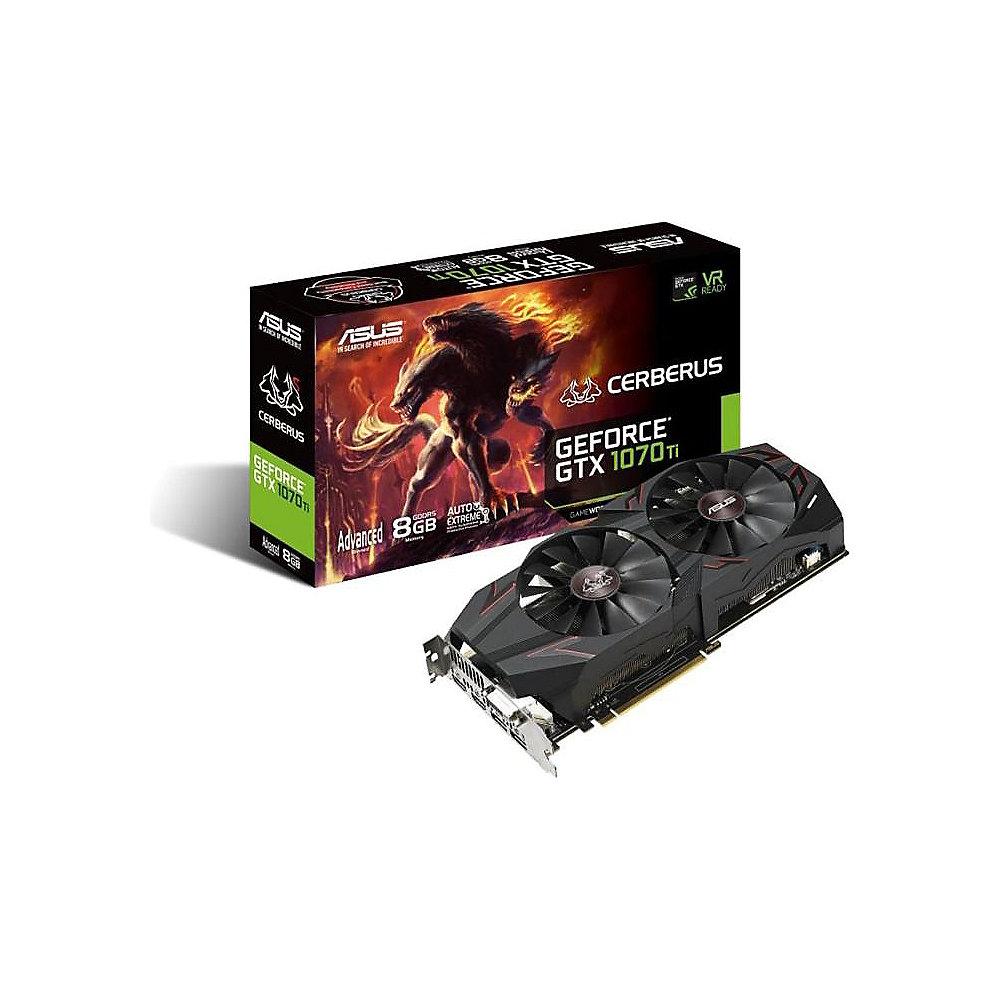 Asus Cerberus GeForce GTX 1070Ti Advanced 8GB GDDR5 Grafikkarte DVI/2xHDMI/2xDP, Asus, Cerberus, GeForce, GTX, 1070Ti, Advanced, 8GB, GDDR5, Grafikkarte, DVI/2xHDMI/2xDP