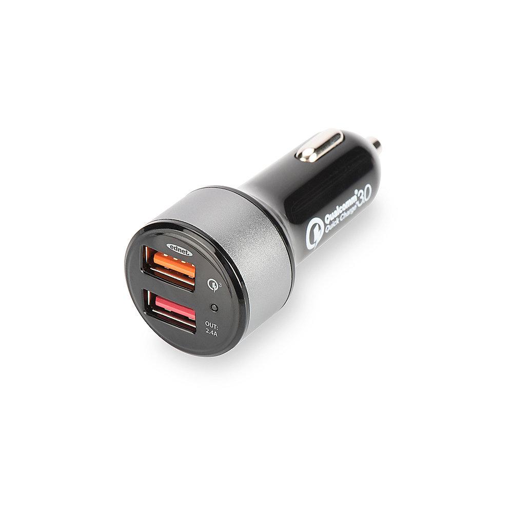 ednet 2-Port USB Quick Charge 3.0 Car Charger schwarz, ednet, 2-Port, USB, Quick, Charge, 3.0, Car, Charger, schwarz