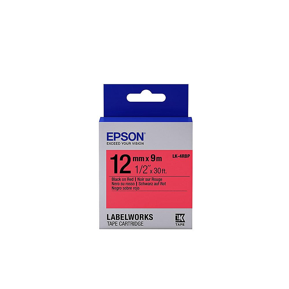 Epson C53S654007 Schriftband LK-4RBP klebend 12mmx9m schwarz auf rot