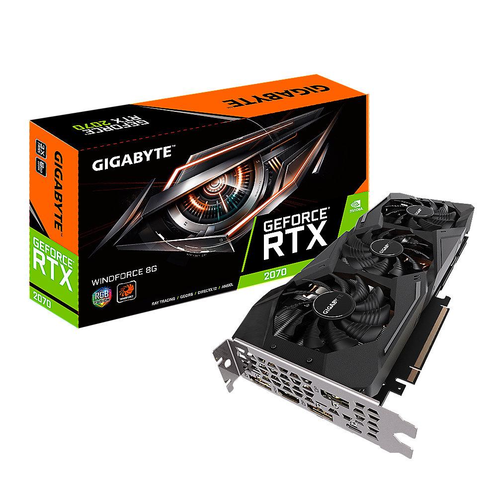 Gigabyte GeForce RTX 2070 WindForce 8GB GDDR6 Grafikkarte HDMI/3xDP/USB-C, Gigabyte, GeForce, RTX, 2070, WindForce, 8GB, GDDR6, Grafikkarte, HDMI/3xDP/USB-C