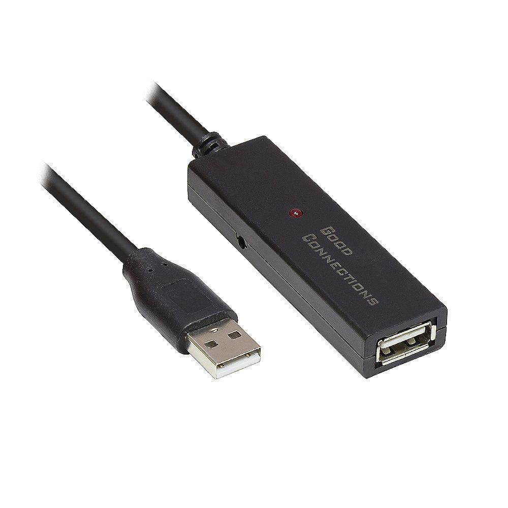 Good Connections USB 2.0 Aktives Verlängerungskabel 5m St. A zu Bu. A schwarz