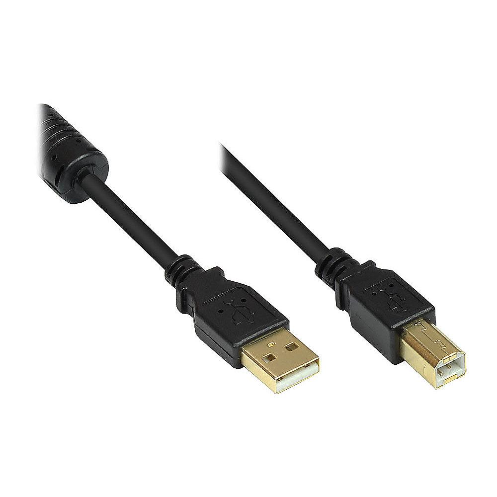 Good Connections USB 2.0 Anschlusskabel 1m St. A zu St. B Ferritkern schwarz