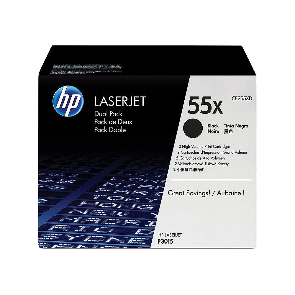 HP CE255XD Original Toner 55X Schwarz Doppelpack für 2x ca. 12.500 Seiten