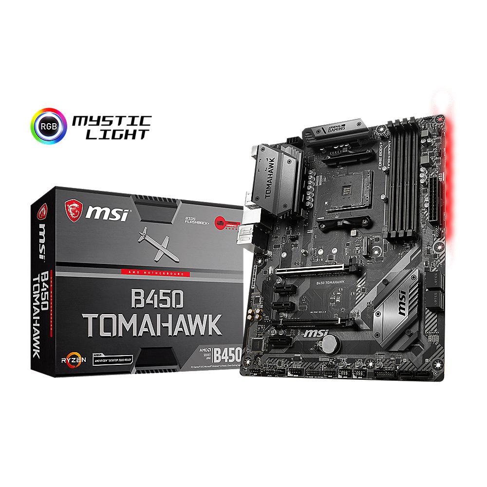 MSI B450 Tomahawk ATX Mainboard Sockel AM4 M.2/DVI/HDMI/USB3.1, MSI, B450, Tomahawk, ATX, Mainboard, Sockel, AM4, M.2/DVI/HDMI/USB3.1