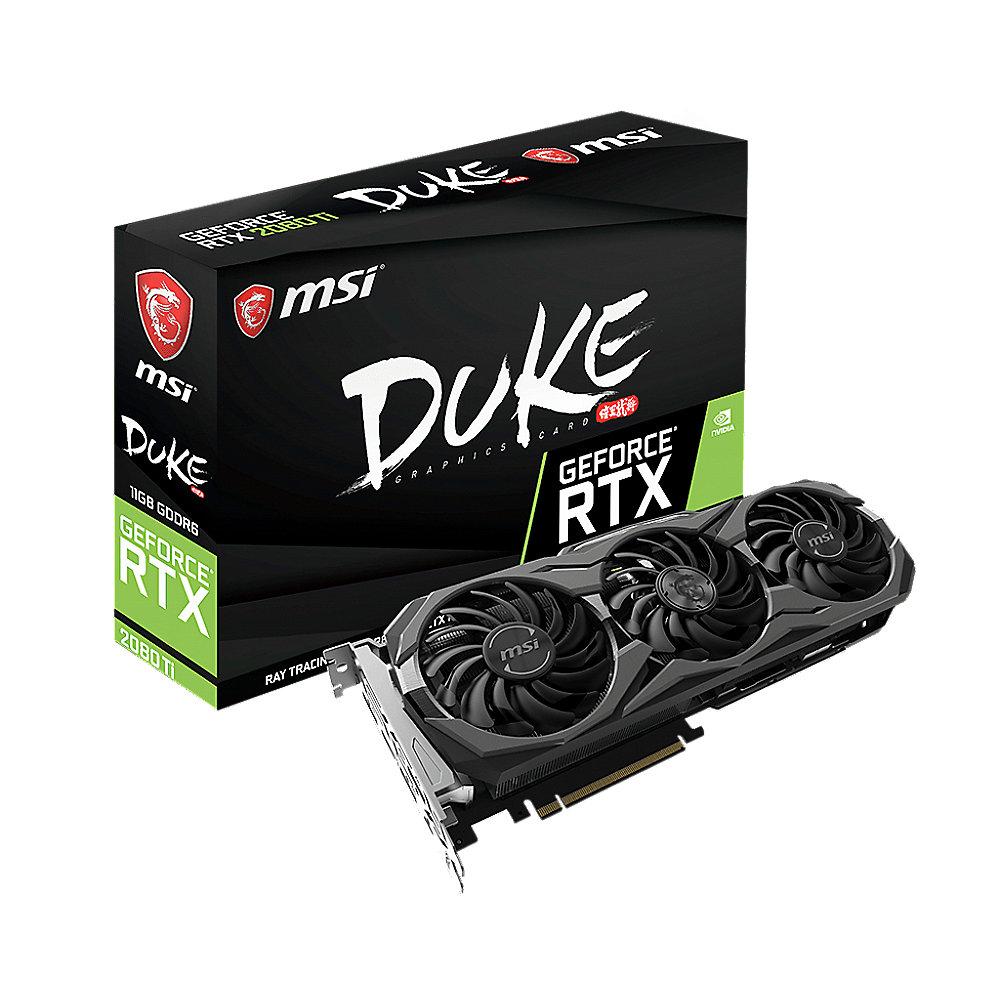 MSI GeForce RTX 2080Ti Duke 11GB GDDR6 Grafikkarte 3xDP/HDMI/USB (TypC), MSI, GeForce, RTX, 2080Ti, Duke, 11GB, GDDR6, Grafikkarte, 3xDP/HDMI/USB, TypC,