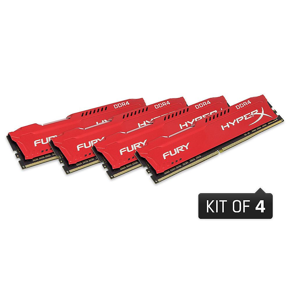 64GB (4x16GB) HyperX Fury rot DDR4-2666 CL16 RAM Kit, 64GB, 4x16GB, HyperX, Fury, rot, DDR4-2666, CL16, RAM, Kit
