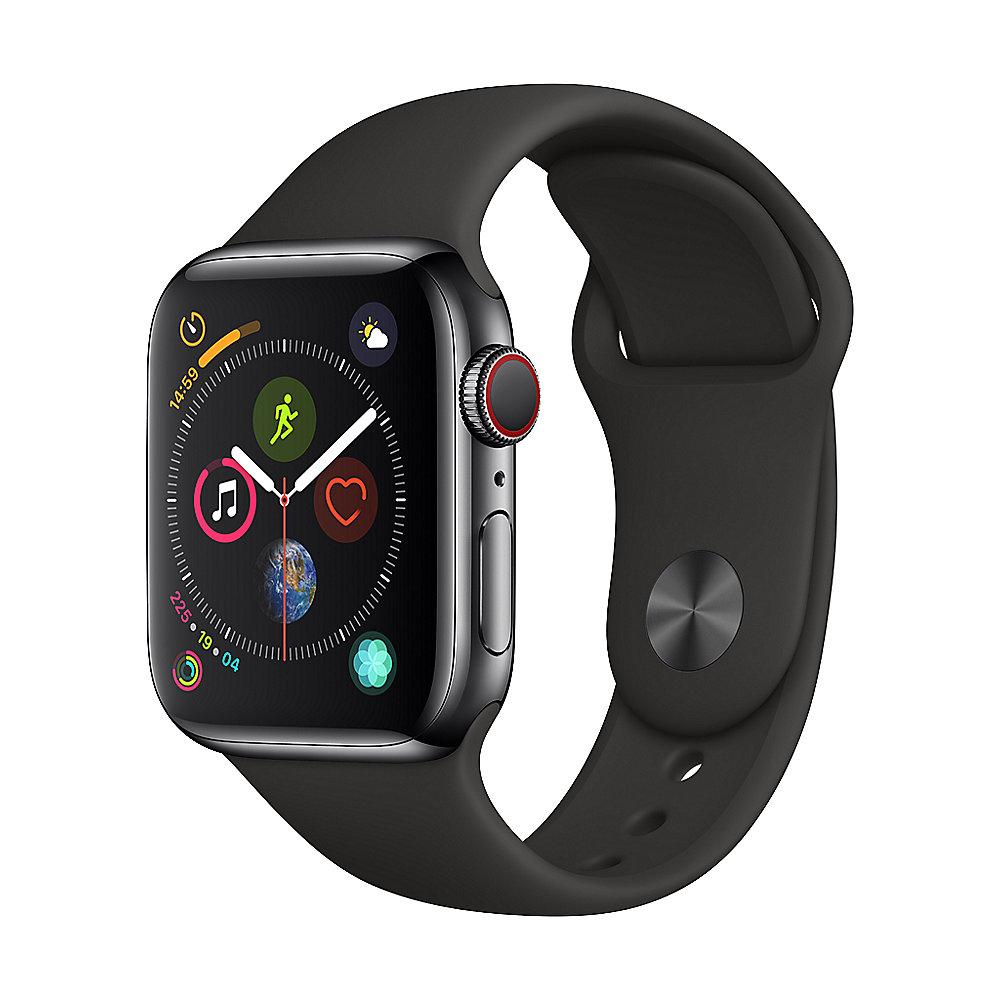 Apple Watch Series 4 LTE 40mm Edelstahlgehäuse SpaceSchwarz Sportarmband Schwarz, Apple, Watch, Series, 4, LTE, 40mm, Edelstahlgehäuse, SpaceSchwarz, Sportarmband, Schwarz