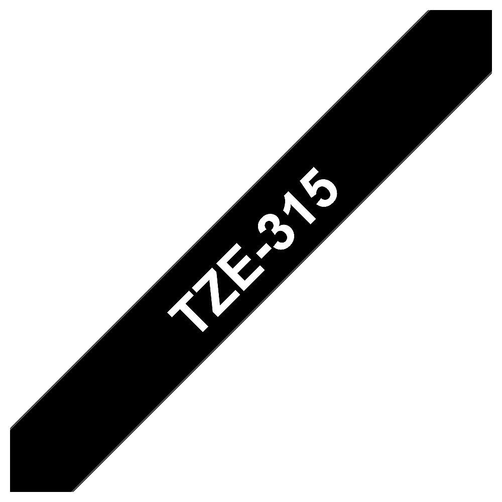 Brother TZe-315 Schriftband 6mm x 8m, weiß auf schwarz, selbstklebend