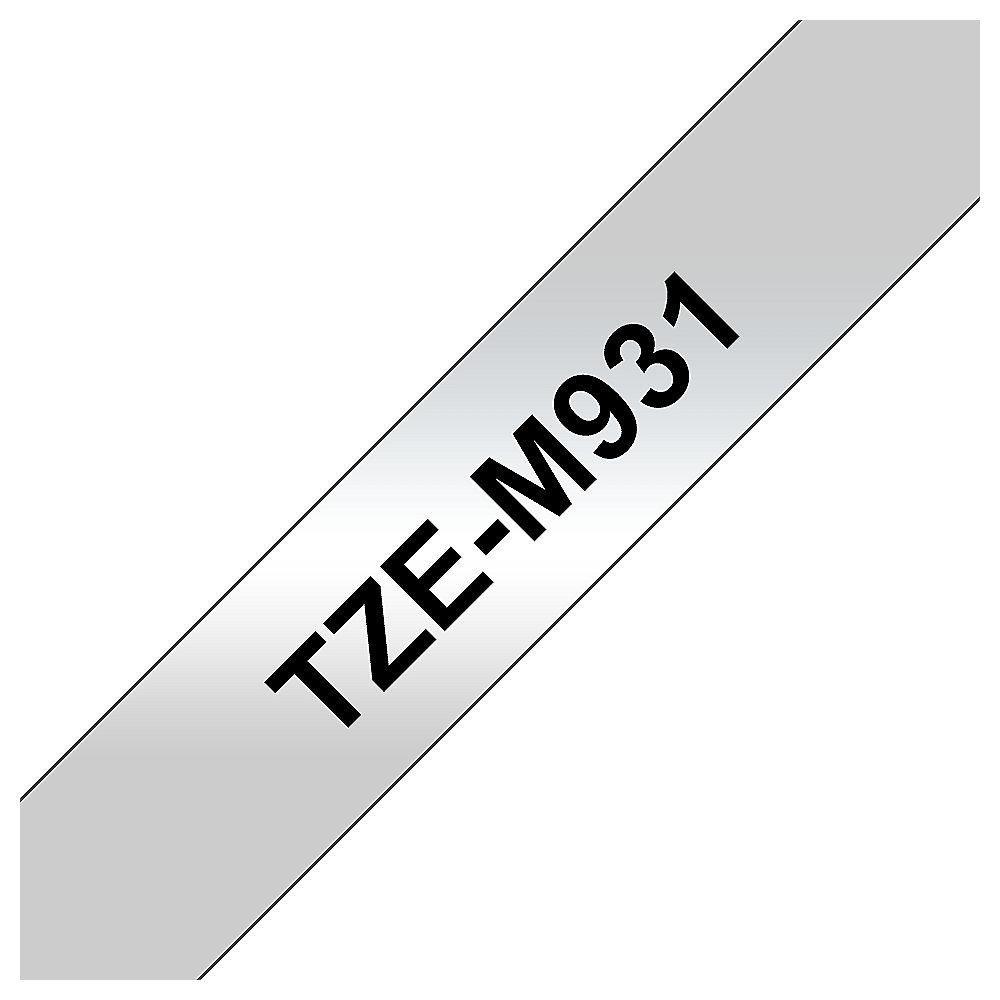 Brother TZe-M931 Schriftband, 12mm x 8m, schwarz auf silber (matt), Brother, TZe-M931, Schriftband, 12mm, x, 8m, schwarz, silber, matt,