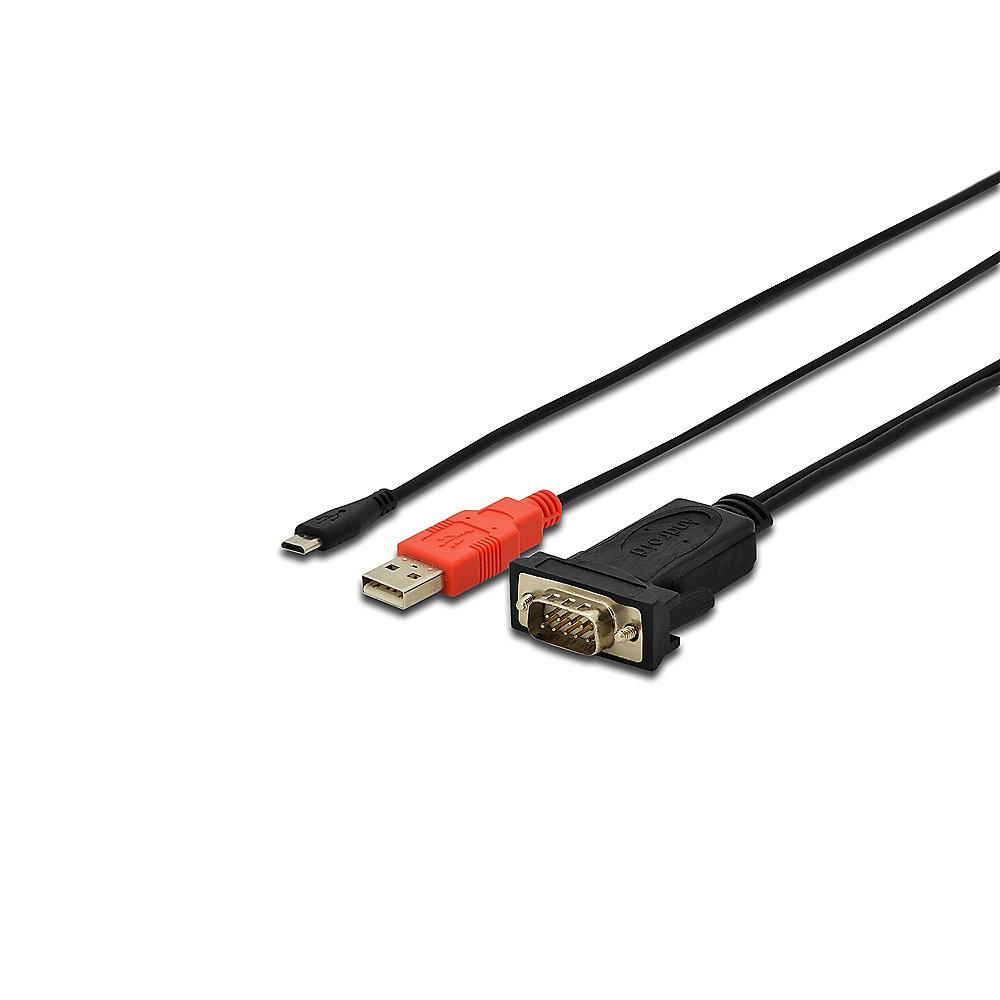 DIGITUS Android RS232 Kabel 1m micro-USB zu RS232 St./St. schwarz, DIGITUS, Android, RS232, Kabel, 1m, micro-USB, RS232, St./St., schwarz
