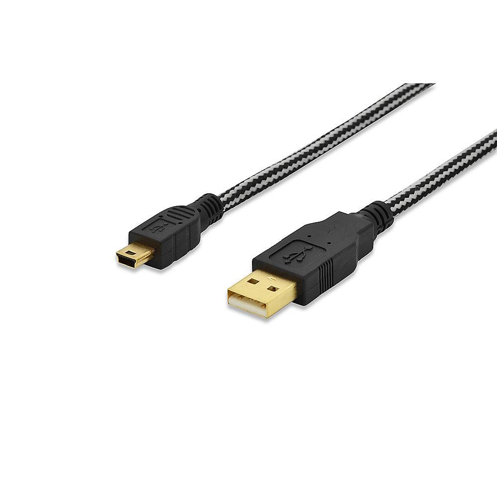 ednet USB 2.0 Anschlusskabel 1,8m A zu mini B vergoldet St./St. schwarz