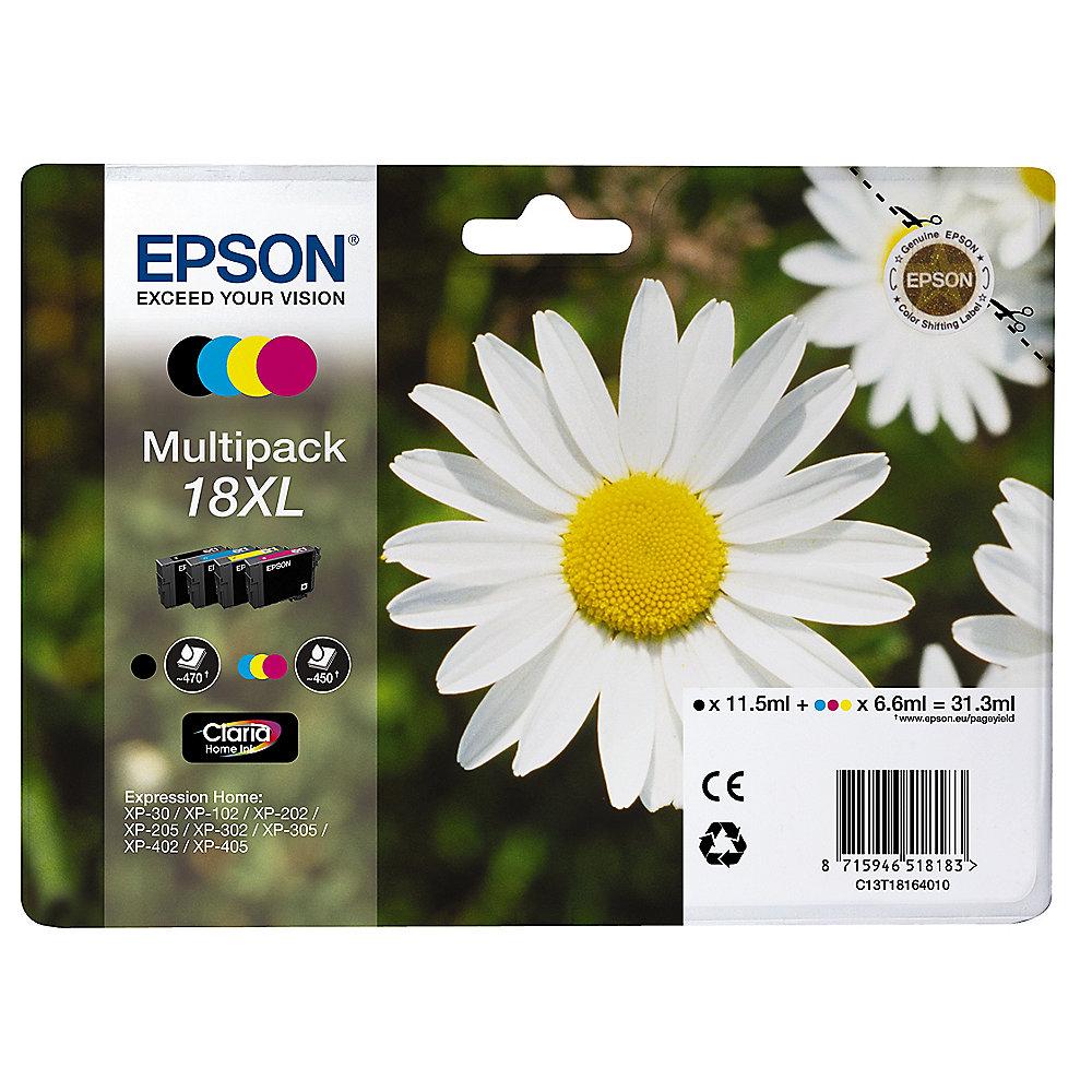 Epson C13T18164012 Druckerpatrone T18XL (cyan, magenta, gelb schwarz) Multipack