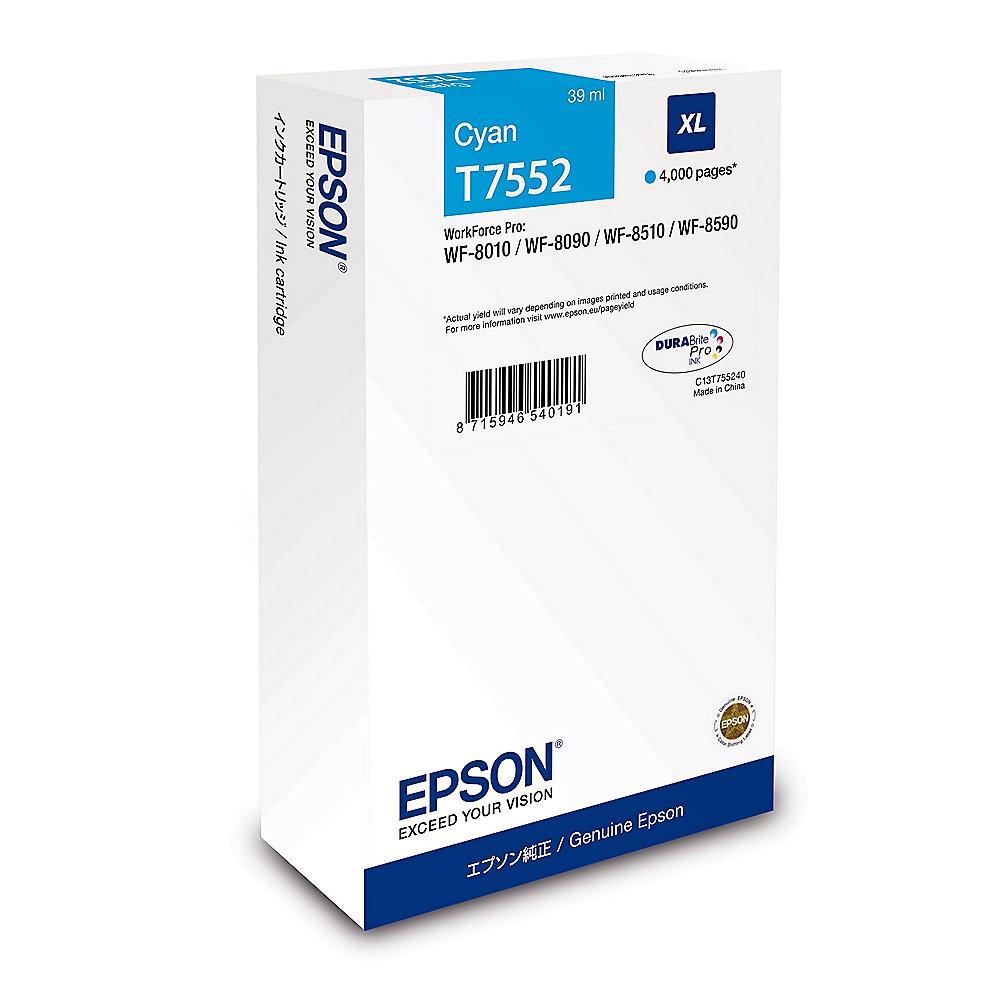 Epson C13T755240 Druckerpatrone cyan T7552 (ca. 4.000 Seiten), Epson, C13T755240, Druckerpatrone, cyan, T7552, ca., 4.000, Seiten,