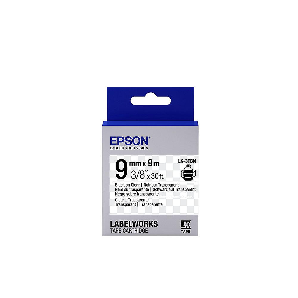 Epson C53S653006 - Schriftband LK-3TBW stark klebend 9mmx9m schwarz/transparent, Epson, C53S653006, Schriftband, LK-3TBW, stark, klebend, 9mmx9m, schwarz/transparent