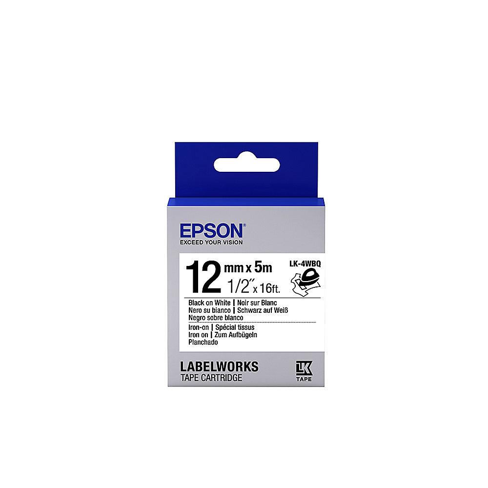 Epson C53S654024 Schriftband LK-4WBQ zum Aufbügeln 12mmx5m schwarz auf weiß, Epson, C53S654024, Schriftband, LK-4WBQ, zum, Aufbügeln, 12mmx5m, schwarz, weiß