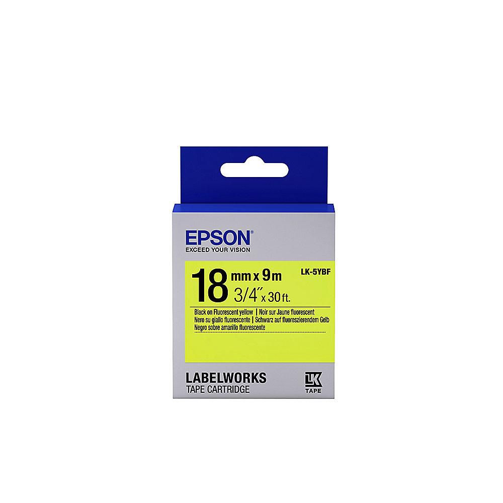 Epson C53S655004 Schriftband LK-5YBF klebend 18mmx9m schwarz auf gelb neon, Epson, C53S655004, Schriftband, LK-5YBF, klebend, 18mmx9m, schwarz, gelb, neon