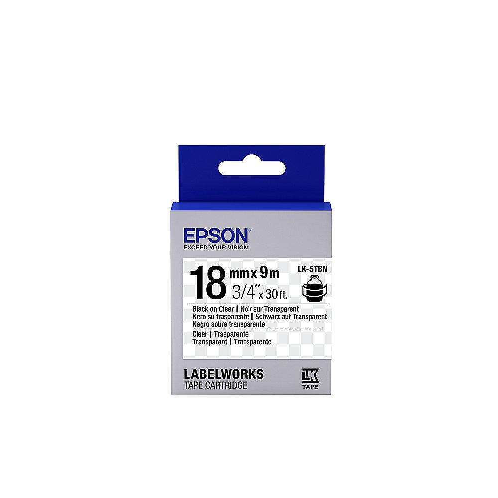 Epson C53S655008 Schriftband LK-5TBN klebend 18mmx9m schwarz auf transparent, Epson, C53S655008, Schriftband, LK-5TBN, klebend, 18mmx9m, schwarz, transparent