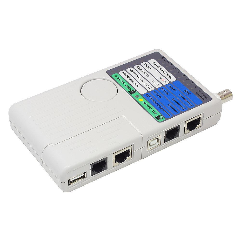Good Connections Netzwerk-Kabeltester mit Remote-Einheit für RJ45/RJ11/USB/BNC