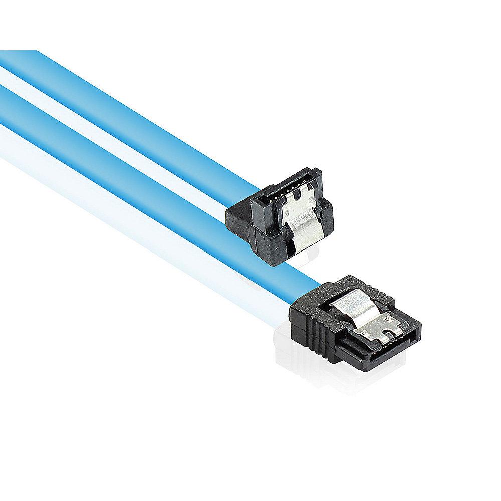 Good Connections SATA Anschlusskabel 0,3m 6Gb/s mit Metallclip gewinkelt blau