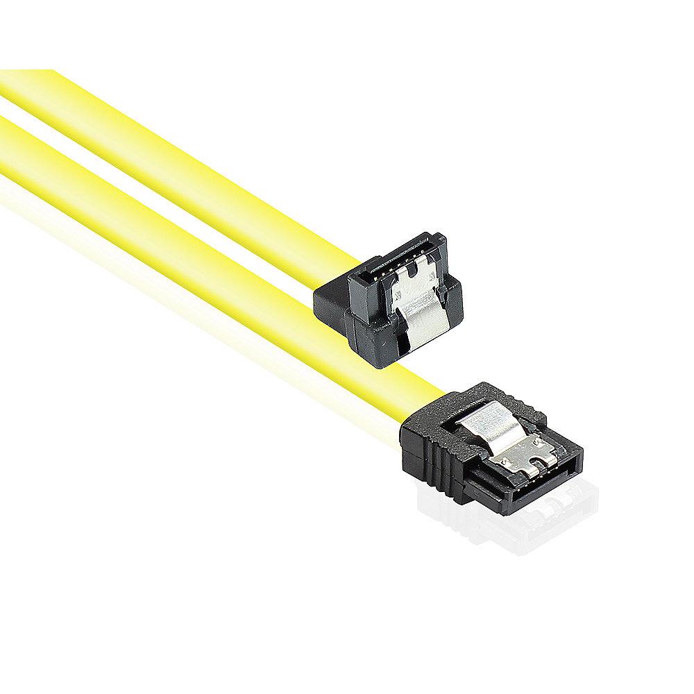 Good Connections SATA Anschlusskabel 0,7m 6Gb/s mit Metallclip gewinkelt gelb