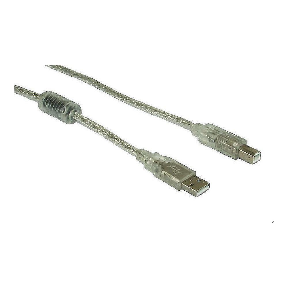 Good Connections USB Kabel 2.0 2m A-B mit Ferritkern Transparent
