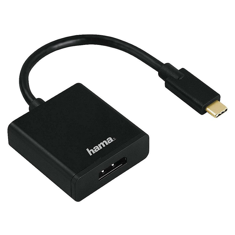 Hama USB-C Adapter Typ-C zu DisplayPort UHD vergoldet St./Bu. schwarz, Hama, USB-C, Adapter, Typ-C, DisplayPort, UHD, vergoldet, St./Bu., schwarz