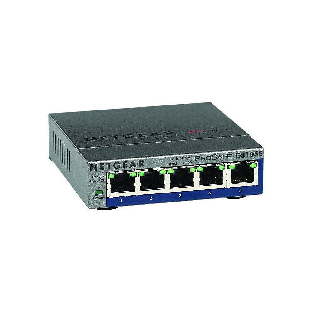 Netgear GS105E 5-Port Web Managed Switch 10/100/1000MBit, Netgear, GS105E, 5-Port, Web, Managed, Switch, 10/100/1000MBit