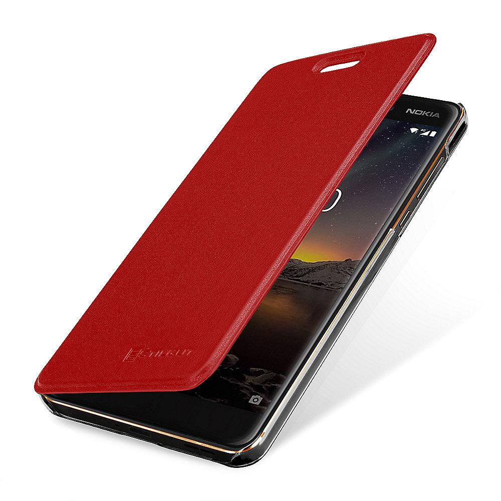 StilGut Book Type mit NFC/RFID Blocker für Nokia 6 (2018) Rot/Transparent