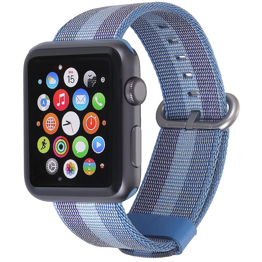 StilGut Nylon Armband für Apple Watch Serie 1-4 42mm blau