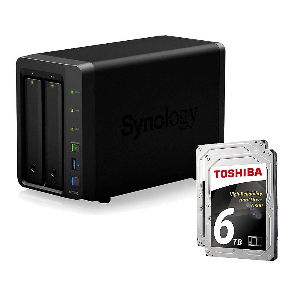 Synology DS718  NAS System 2-Bay 12TB inkl. 2x 6TB Toshiba HDWN160UZSVA