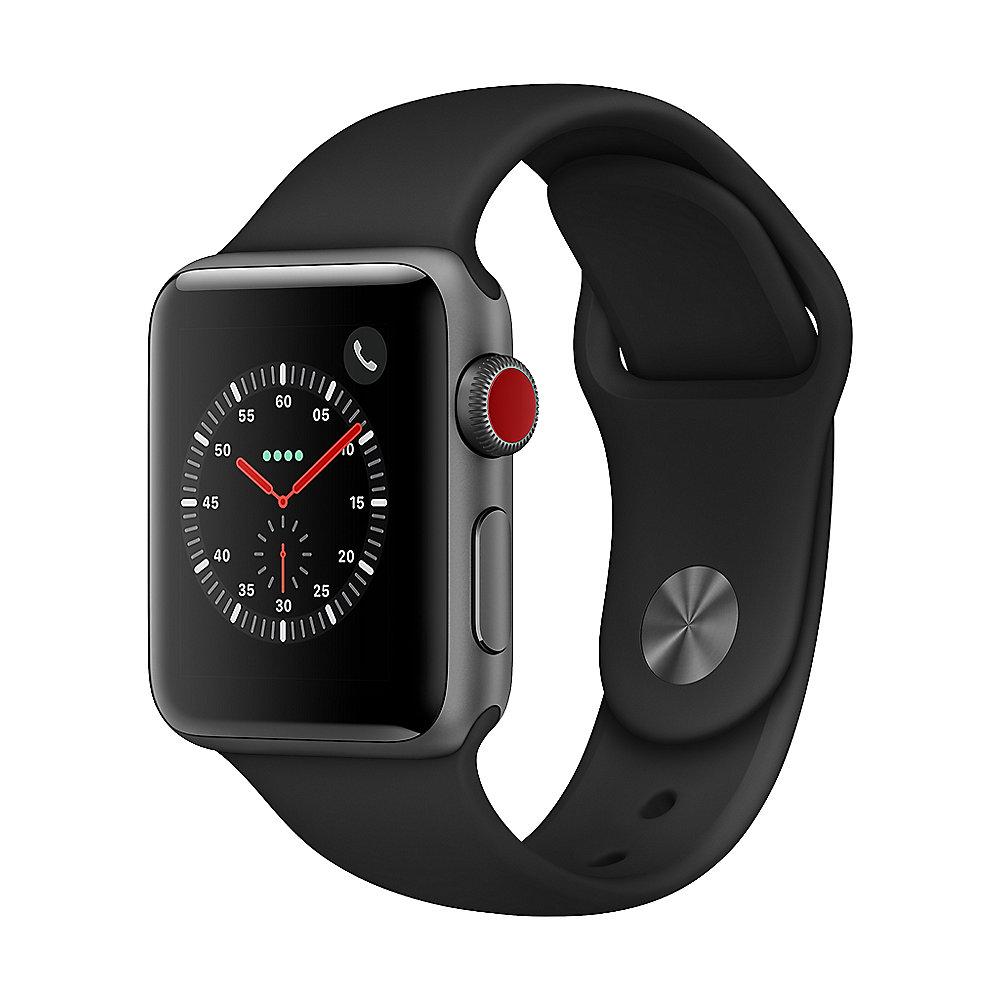 Apple Watch Series 3 LTE 38mm Aluminiumgehäuse Space Grau Sportarmband Schwarz