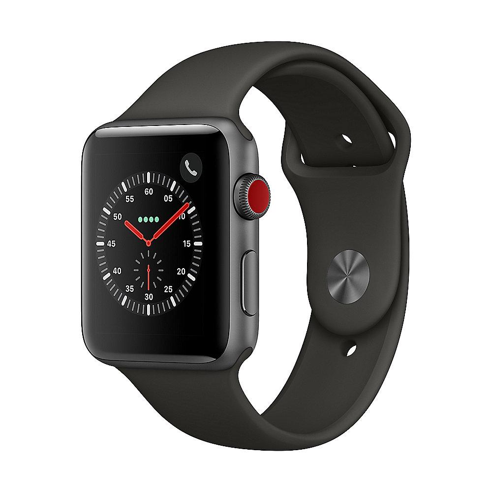 Apple Watch Series 3 LTE 42mm Aluminiumgehäuse Space Grau mit Sportarmband Grau
