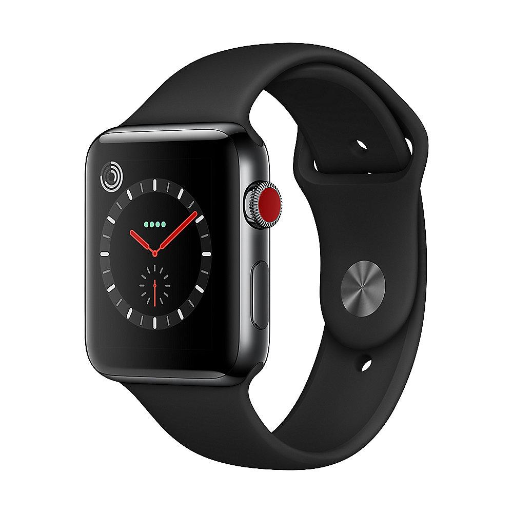 Apple Watch Series 3 LTE 42mm Edelstahlgehäuse SpaceSchwarz Sportarmband Schwarz, Apple, Watch, Series, 3, LTE, 42mm, Edelstahlgehäuse, SpaceSchwarz, Sportarmband, Schwarz