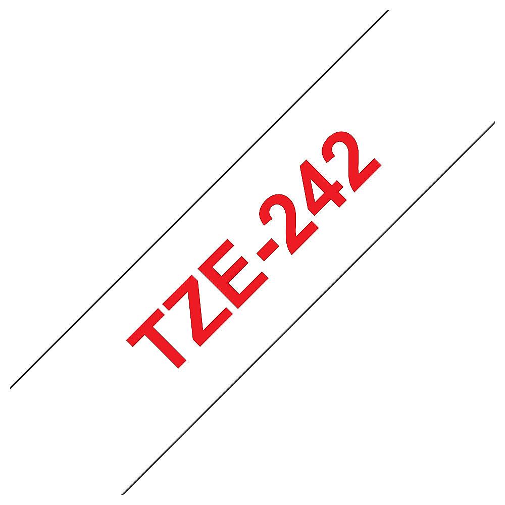 Brother TZe-242 Schriftband 18mm x 8m rot auf weiß selbstklebend, Brother, TZe-242, Schriftband, 18mm, x, 8m, rot, weiß, selbstklebend