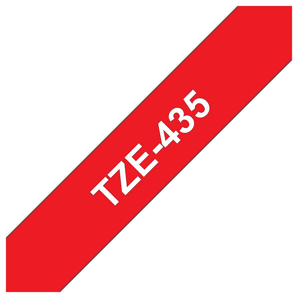 Brother TZe-435 Schriftband, 12mm x 8m , weiss auf rot, selbstklebend, Brother, TZe-435, Schriftband, 12mm, x, 8m, weiss, rot, selbstklebend