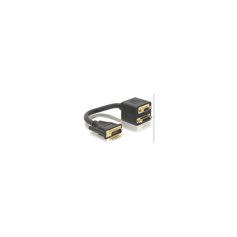 DeLOCK Adapter 0,1m DVI-I St. zu DVI-I   VGA Bu. vergoldet schwarz, DeLOCK, Adapter, 0,1m, DVI-I, St., DVI-I, , VGA, Bu., vergoldet, schwarz