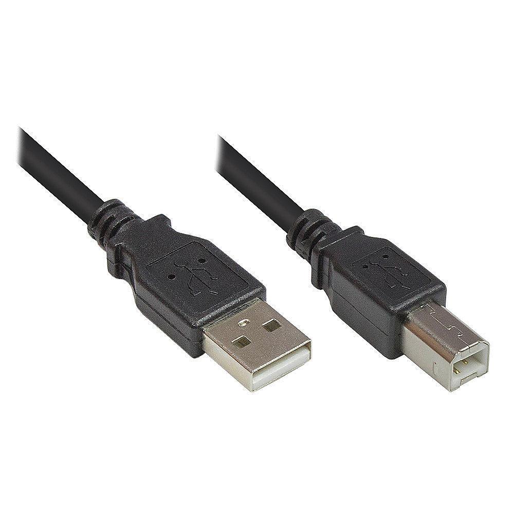 Good Connections USB 2.0 Anschlusskabel 5m St. A zu St. B schwarz, Good, Connections, USB, 2.0, Anschlusskabel, 5m, St., A, St., B, schwarz