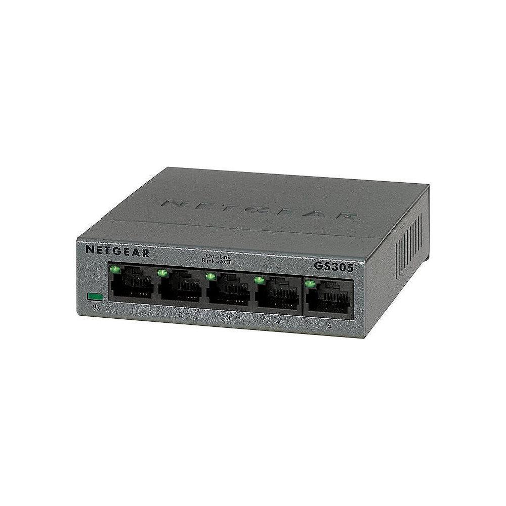 Netgear GS305-100PES 5-Port Gigabit Switch mit Metallgehäuse, Netgear, GS305-100PES, 5-Port, Gigabit, Switch, Metallgehäuse